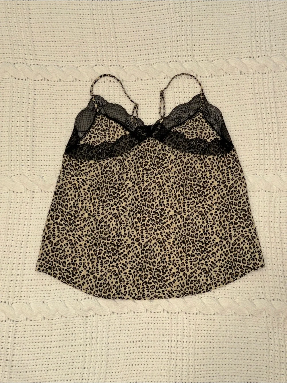 Leopard Print Lace Cami with black lace